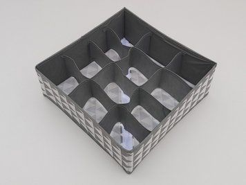 Органайзер 32&times;32&times;12 см на 12 отделений для хранения нижнего белья и мелких предметов одежды. Цвет серый. ST04 12 отделений фото